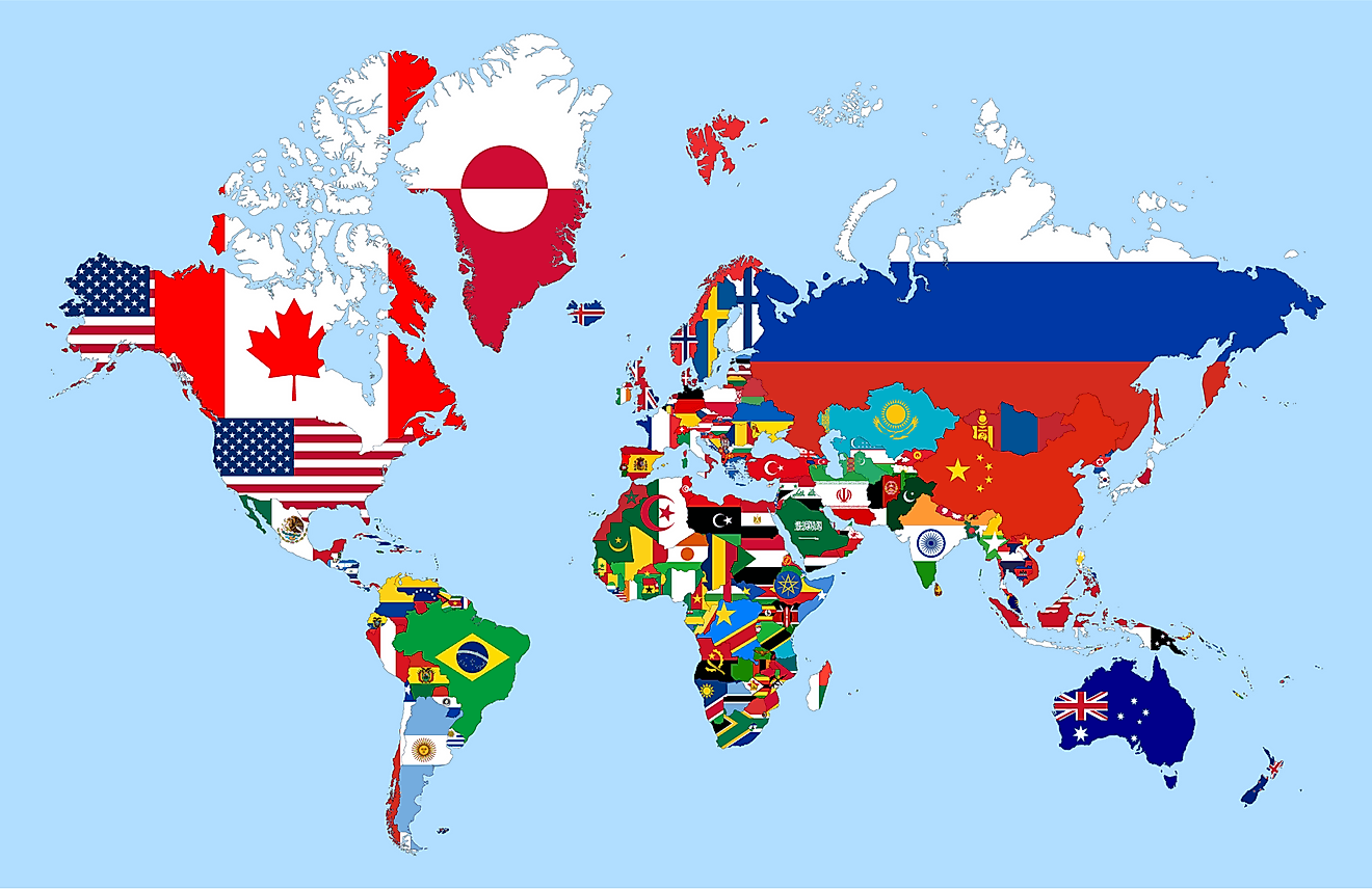 Карта мира со странами и их флагами