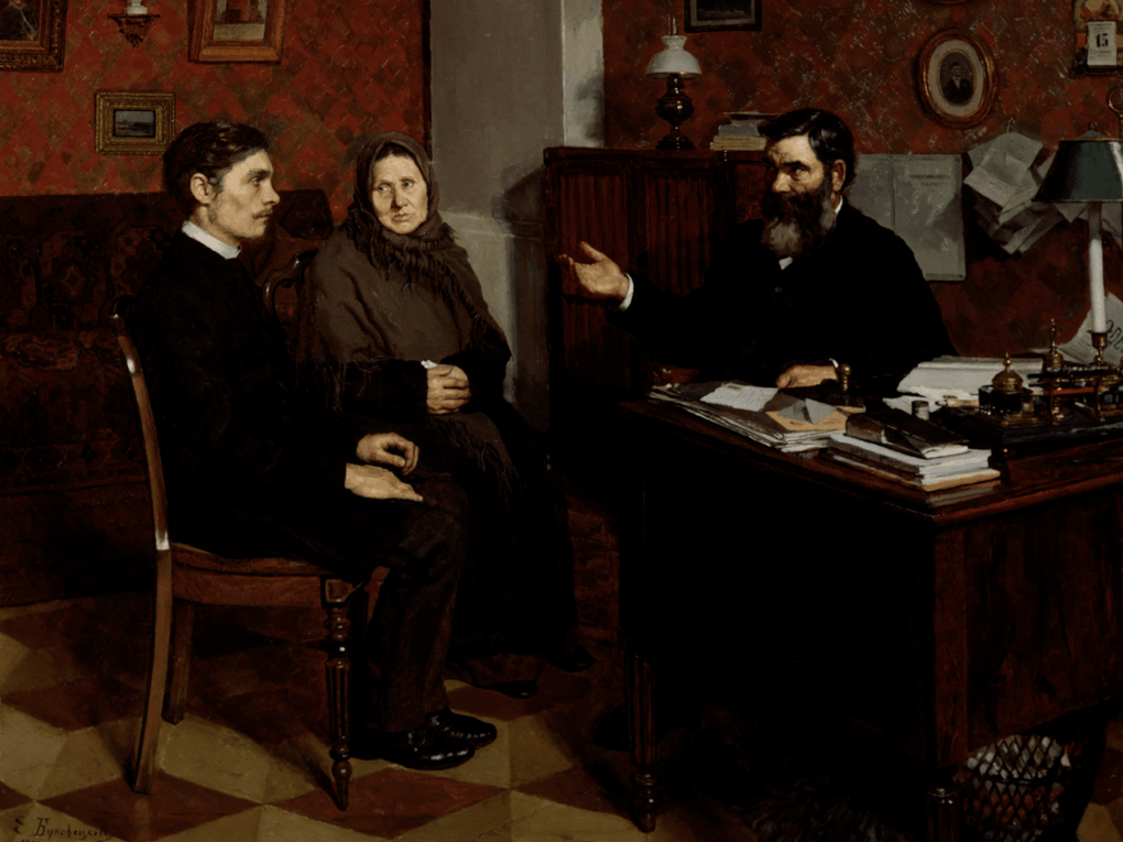 Евгений Буковецкий. У богатого родственника (фрагмент). 1891. Государственная Третьяковская галерея, Москва