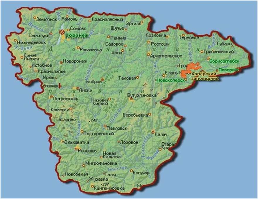 Чернодолье воронежская область на карте показать