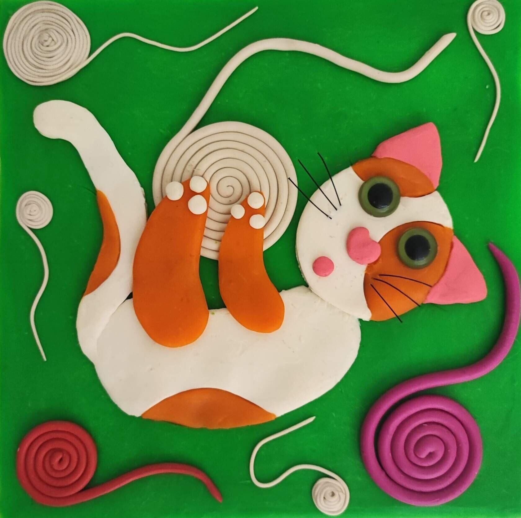 Кошка из пластилина поэтапно