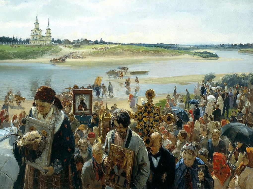 Илларион Прянишников. Крестный ход (фрагмент). 1893. Государственный Русский музей, Санкт-Петербург