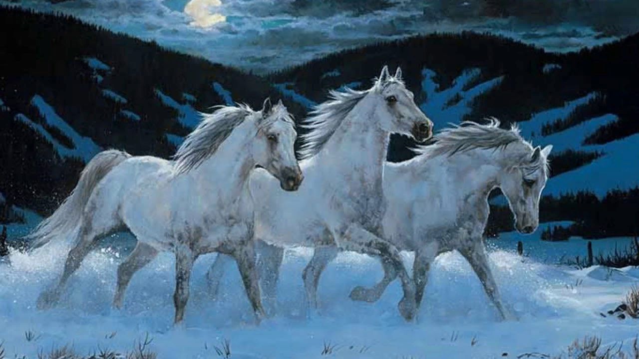 Алмазная мозаика тройка лошадей