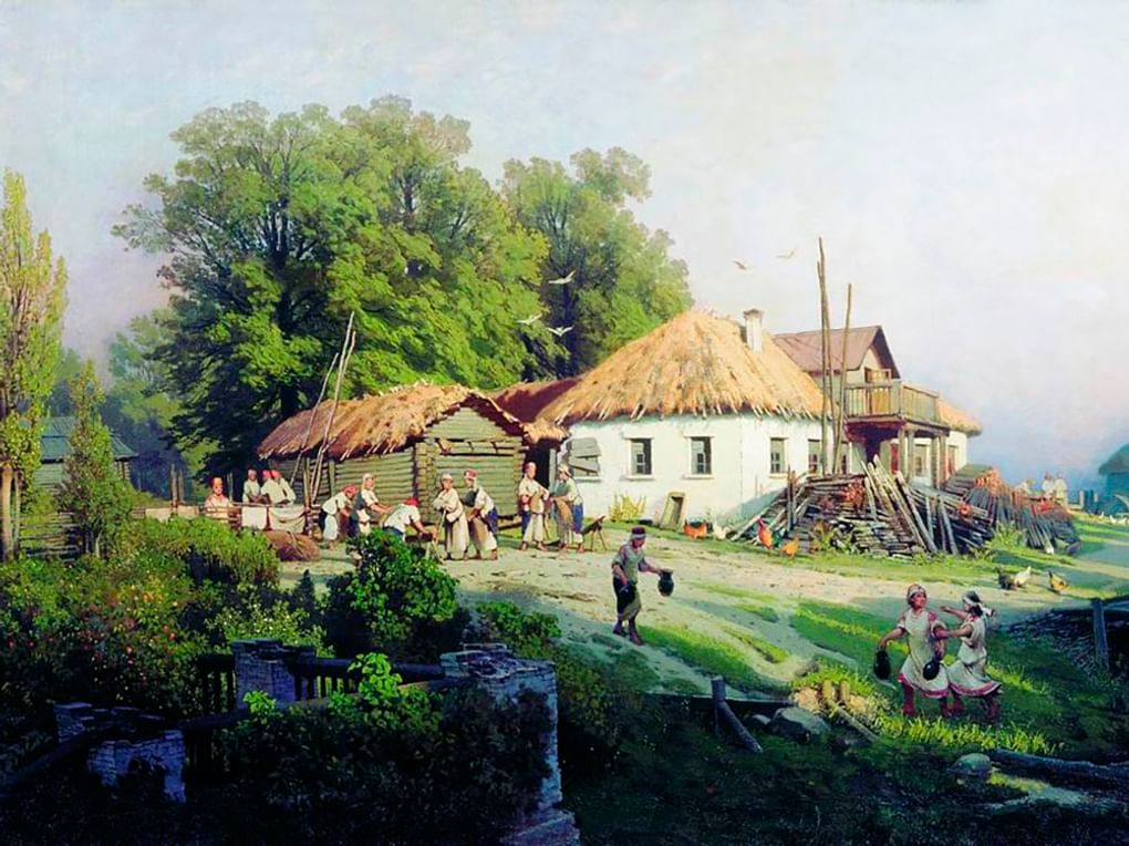 Петр Суходольский. В деревне (фрагмент). 1882. Томский областной художественный музей, Томск