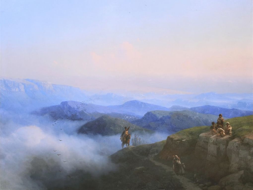 Иван Айвазовский. Вид с Каранайских гор на Темир-Хан-Шуру и Каспий. 1869. Ярославский художественный музей, Ярославль