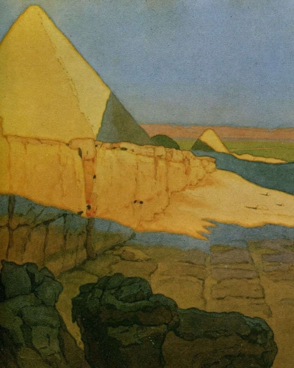 Иван Билибин. Египет. Пирамиды (фрагмент). 1924. Государственный Русский музей, Санкт-Петербург