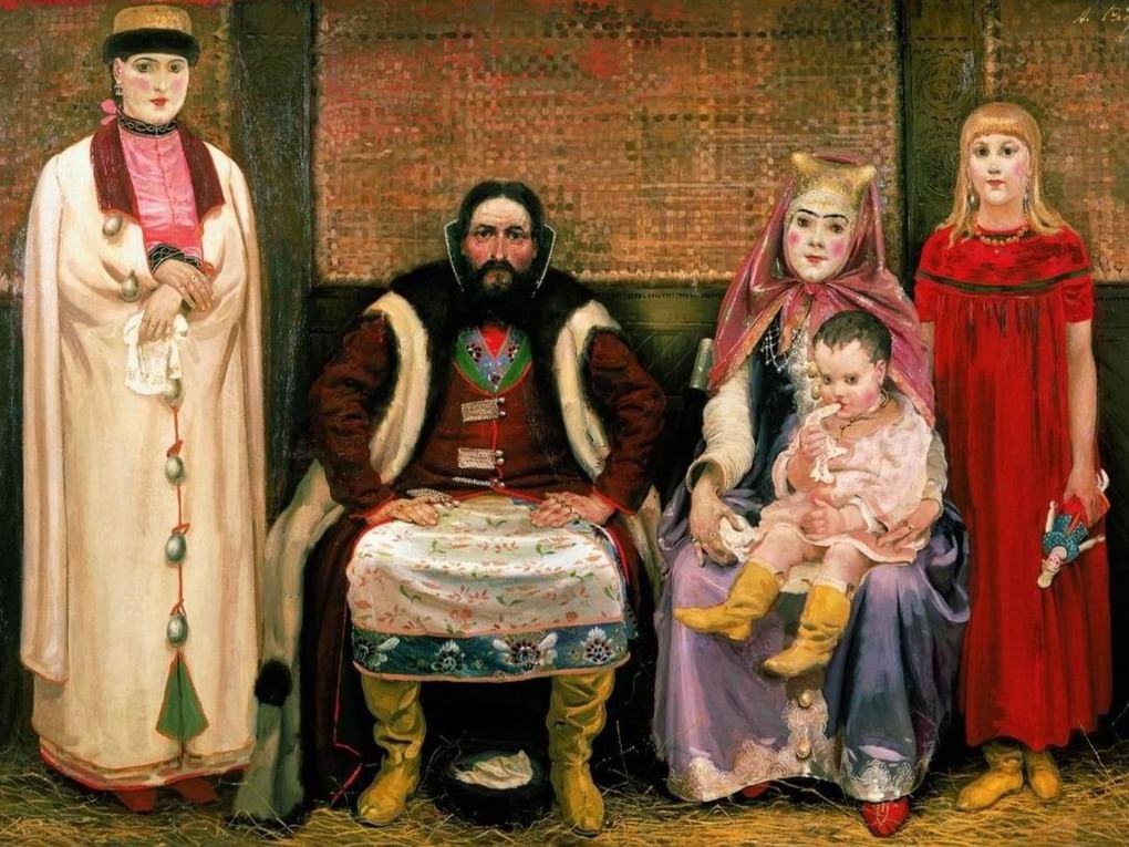 Андрей Рябушкин. Семья купца в XVII веке (фрагмент). 1866. Государственный Русский музей, Санкт-Петербург