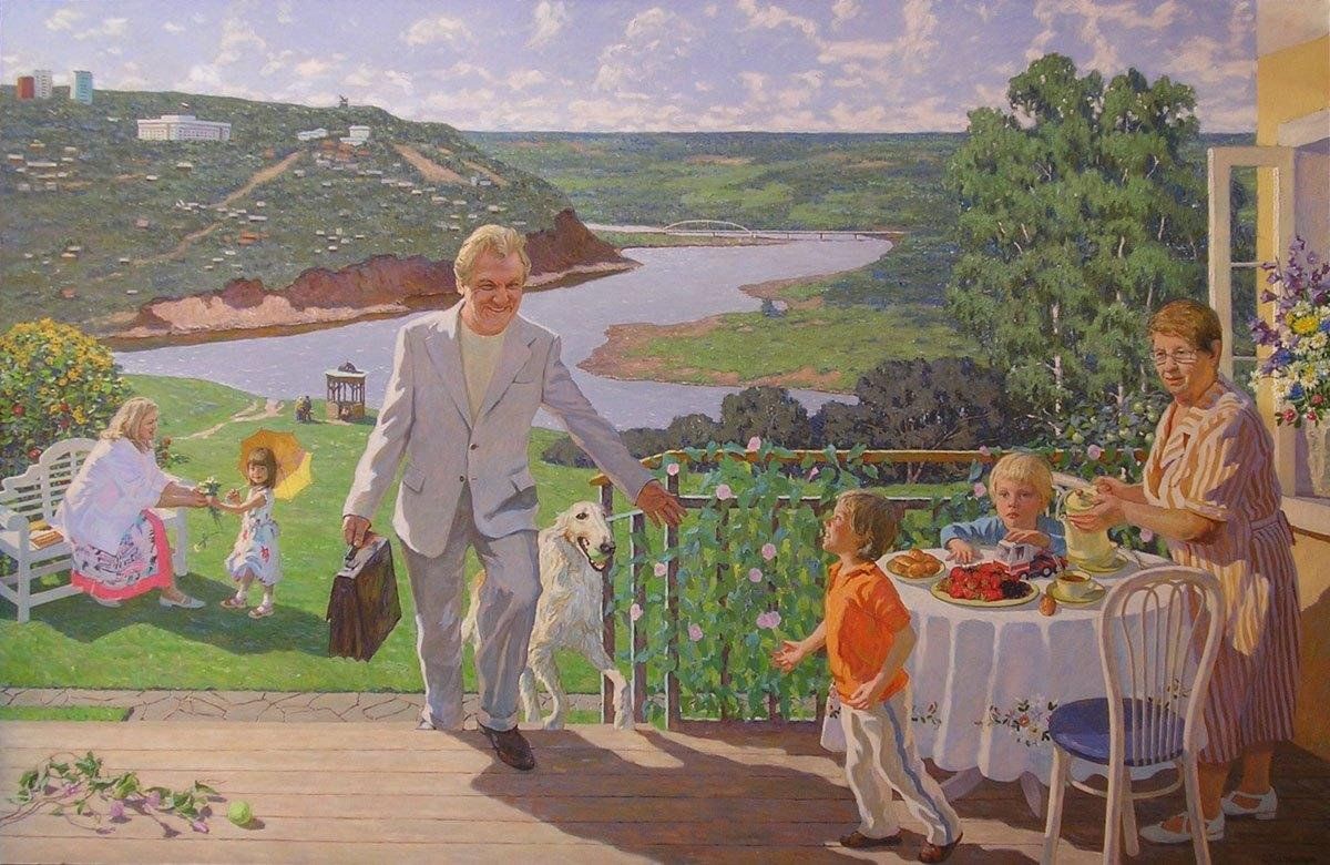 Семья на веранде