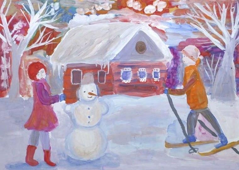 Рисунок новый год на улице