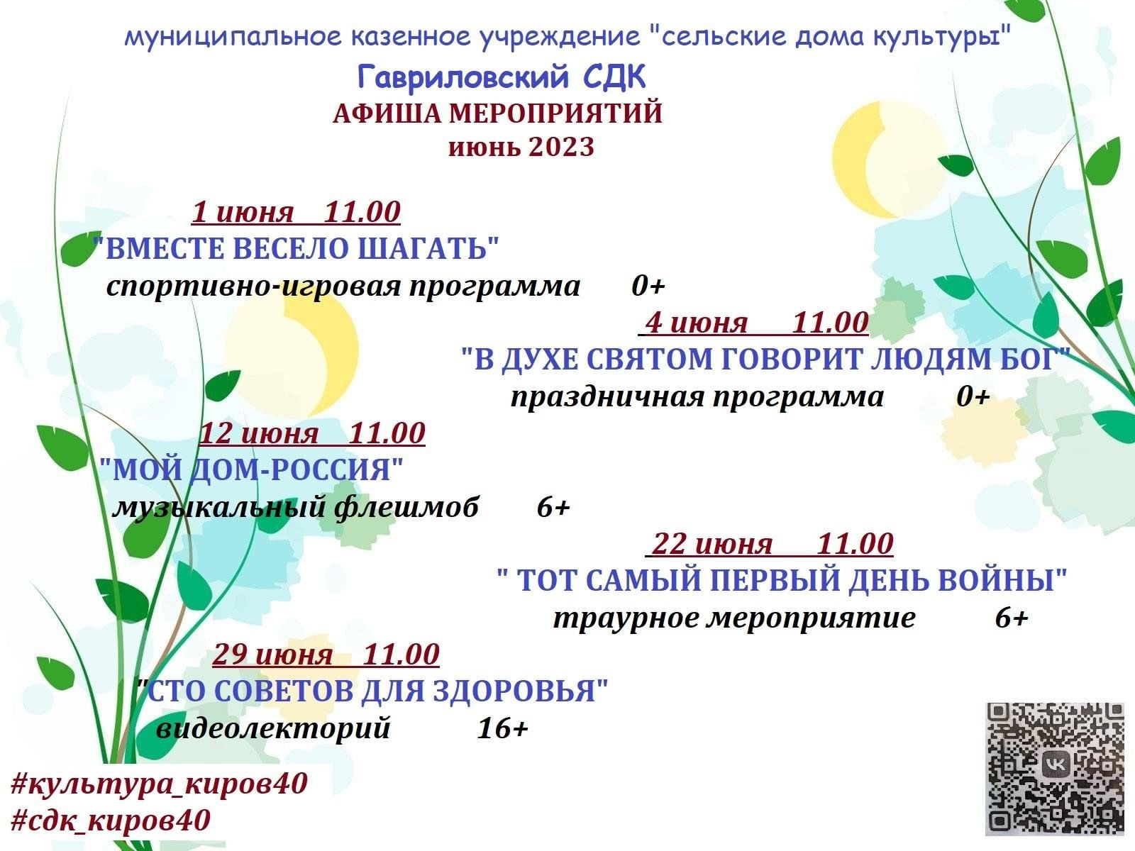 Афиша мероприятий на июнь 2023 год 2023, Кировский район — дата и место  проведения, программа мероприятия.