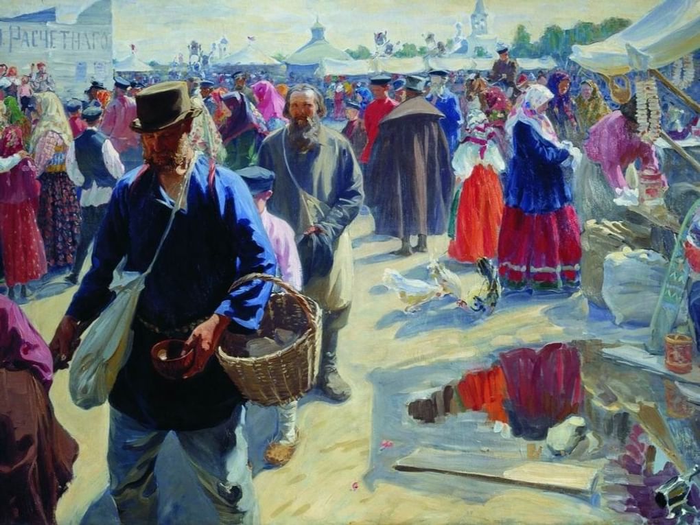 Иван Куликов. Ярмарка в Муроме (фрагмент). 1910-1912. Муромский историко-художественный музей, Муром, Владимирская область