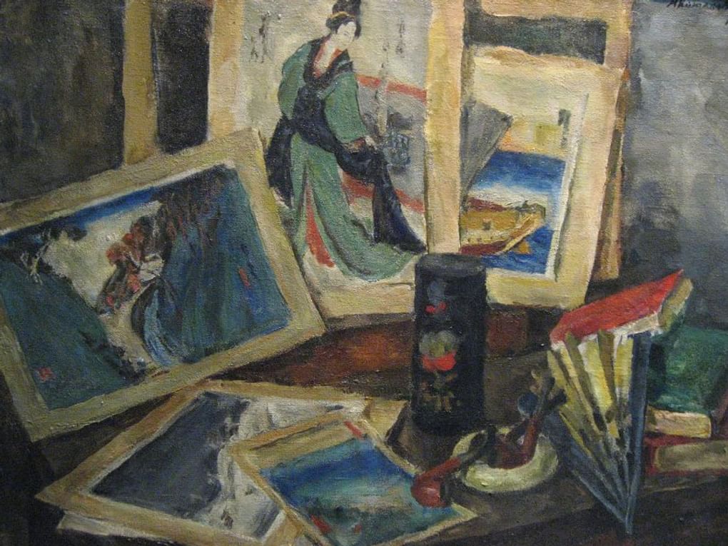 Михаил Кончаловский. Натюрморт с японскими гравюрами. 1988. Мурманский областной художественный музей, Мурманск