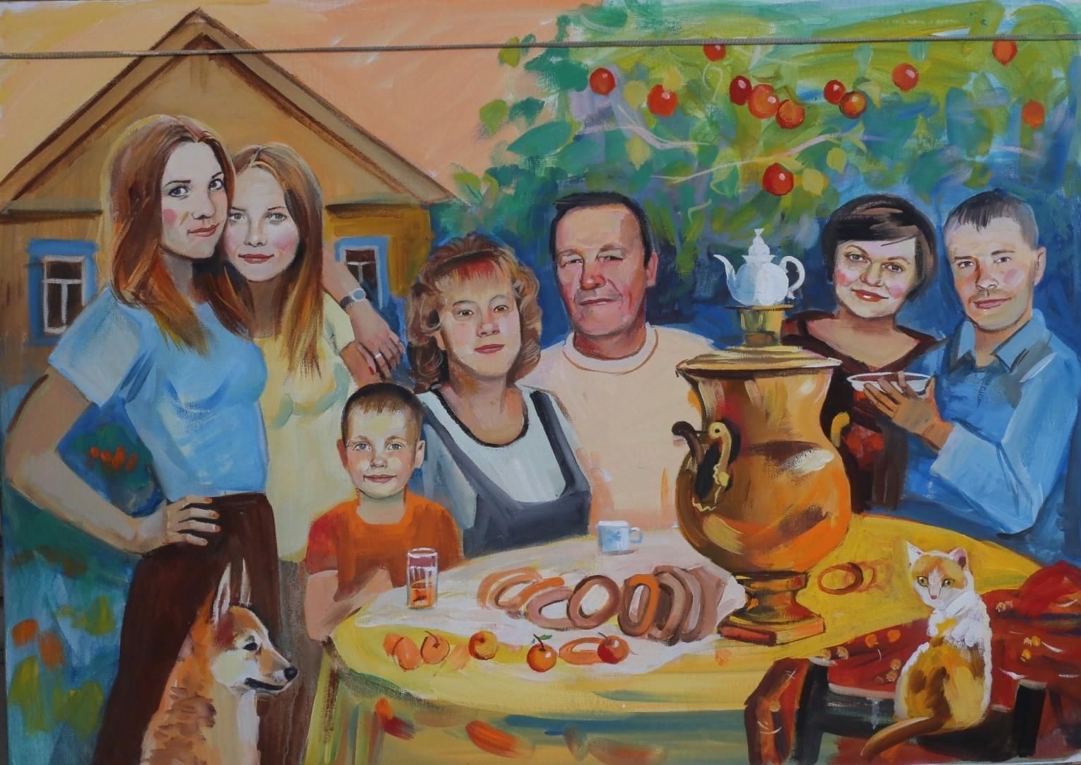 Конкурс туда где семья. Семейный портрет. Коллективный портрет. Семейное чаепитие. Семейные традиции рисунок.