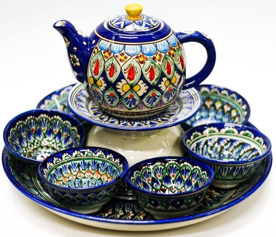 Сервиз чайный (с чайником) Риштанская керамика, на 6 перс. - купить по выгодной 