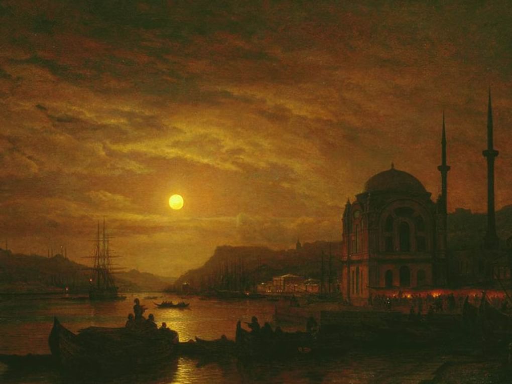 Алексей Боголюбов. Лунный вечер в Константинополе (фрагмент). 1856. Ставропольский краевой музей изобразительных искусств, Ставрополь