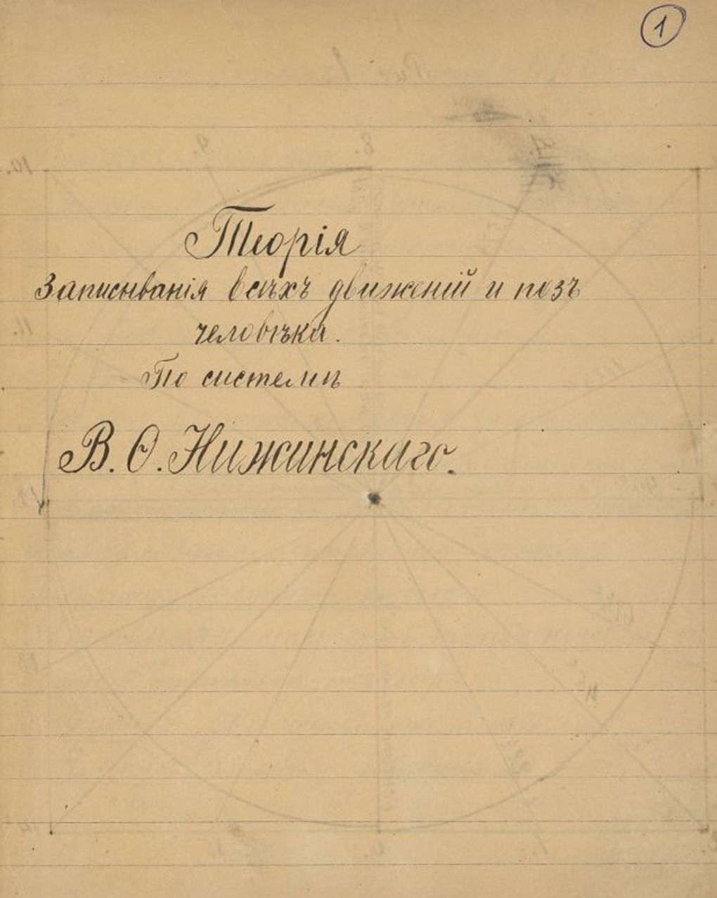 Вацлав Нижинский. «Теория записывания всех движений и поз человека по системе В.Ф. Нижинского». Тетрадь №3 с записями по хореографии. 1918. Музей Государственного академического Большого театра России, Москва