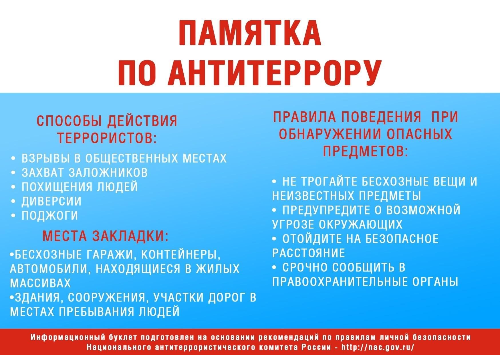 План профилактика терроризма в школе