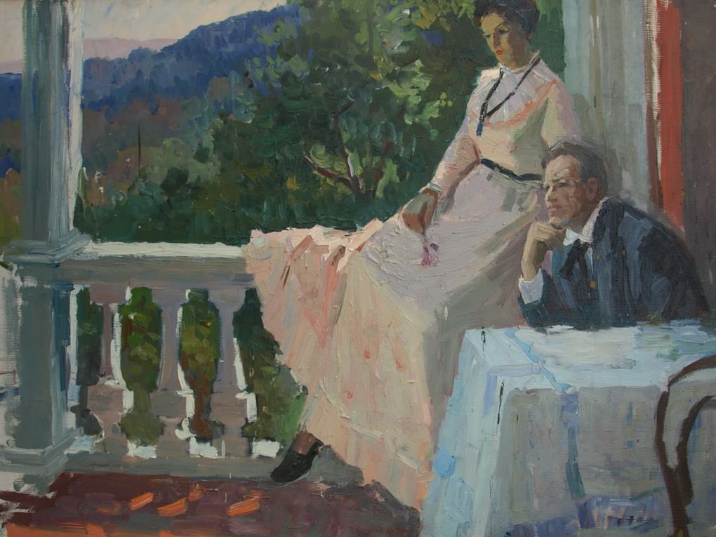 Николай Шаулов. На террасе дома Николая Ярошенко в Кисловодске (фрагмент). 1960–70-е. Мемориальный музей-усадьба художника Н.А. Ярошенко, Кисловодск, Ставропольский край