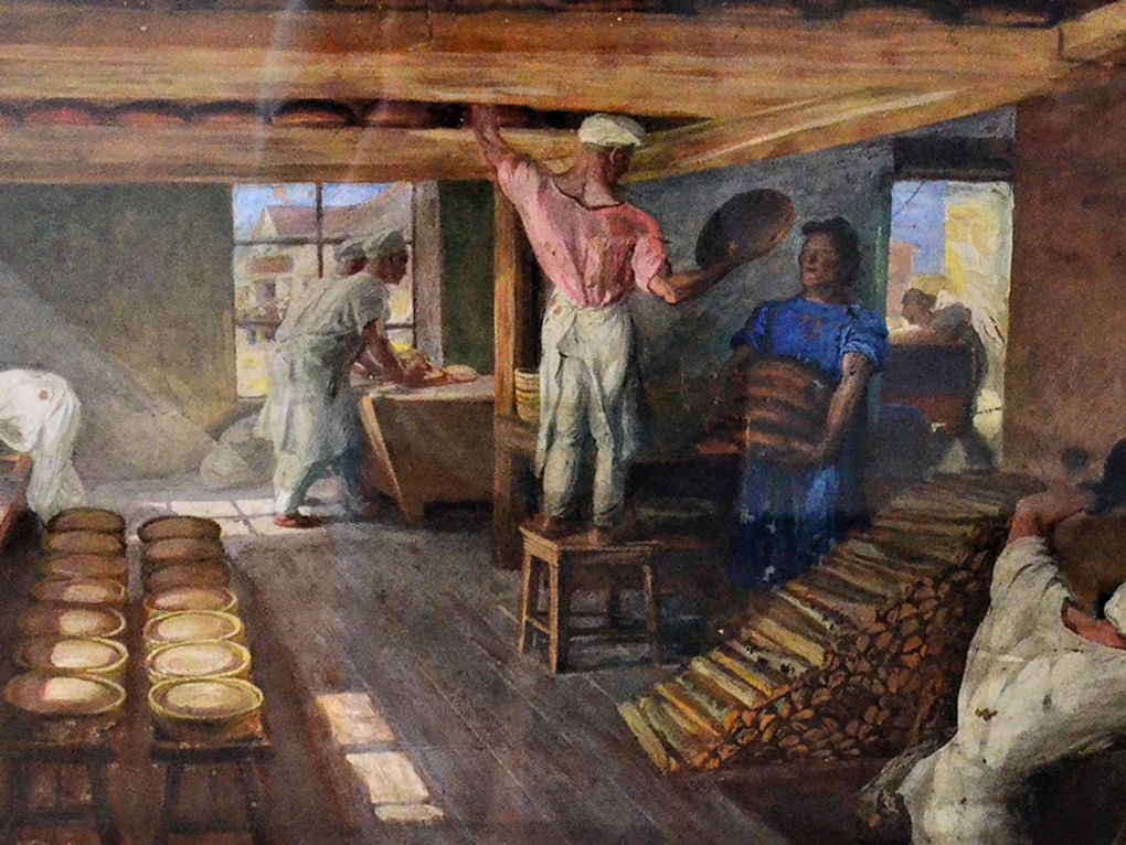 Афанасий Куликов. Пекарня совхоза «Гигант» (фрагмент). 1934. Малоярославецкий музейно-выставочный центр им. И.А. Солдатенкова, Малоярославец, Калужская область