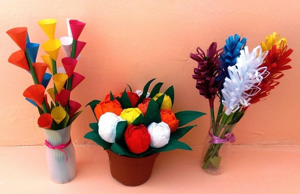 Весенний букет для детей. Поделка букет цветов. Весенний букет в детский сад. Поделка весенние цветы.