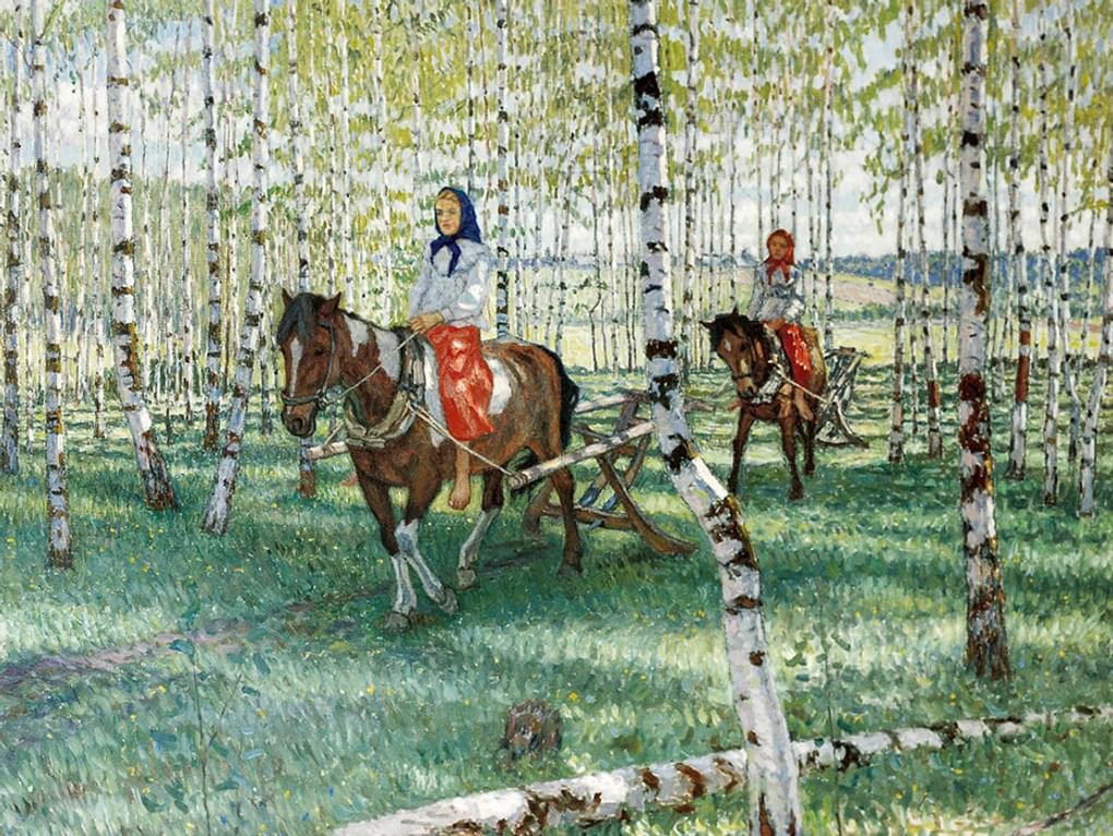 Николай Богданов-Бельский. На работу (фрагмент). 1921. Государственный художественный музей Латвии, Рига, Латвия