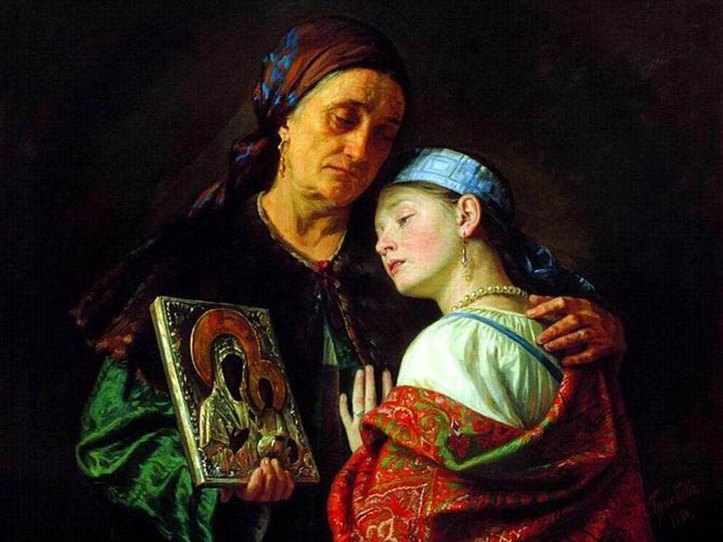 Сергей Грибков. Благословение на свадьбу (фрагмент). 1886. Государственный художественный музей Алтайского края, Барнаул