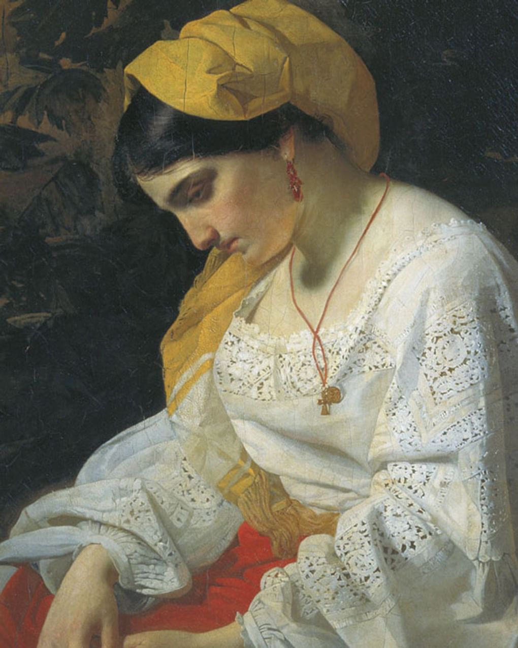 Яков Капков. Невеста (фрагмент). 1851. Государственная Третьяковская галерея, Москва