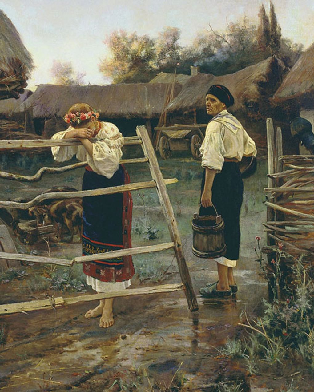 Николай Богданов. Запоздала (фрагмент). 1889. Челябинская областная картинная галерея, Челябинск