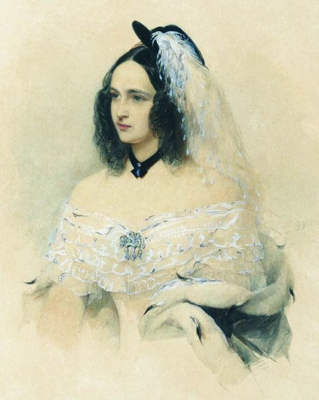 Владимир Гау. Портрет Натальи Пушкиной. 1842–1843 годы. Всероссийский музей А.С.Пушкина, Санкт-Петербург