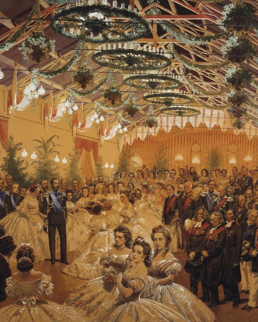 Михай Зичи. Бал в честь Александра II, организованный г. Гельсингфорсом в сентябре 1863 г. в здании железнодорожного вокзала (фрагмент). 1864. Государственный Эрмитаж, Санкт-Петербург