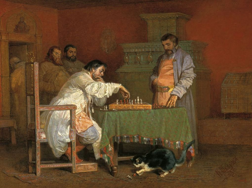 Вячеслав Шварц. Сцена из домашней жизни русских царей (Игра в шахматы) (фрагмент). 1865. Государственный Русский музей, Санкт-Петербург