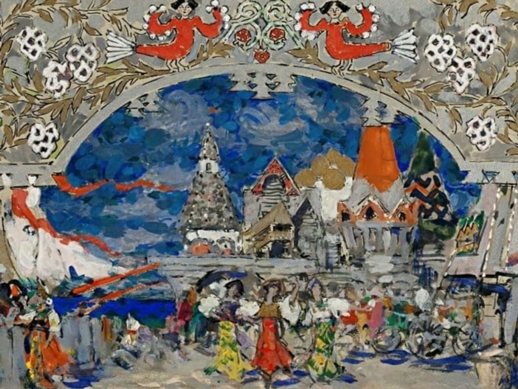 Константин Коровин. Торговая пристань в Град-столице (фрагмент). Эскиз декорации к балету Цезаря Пуни «Конек-Горбунок». 1912. Государственная Третьяковская галерея, Москва