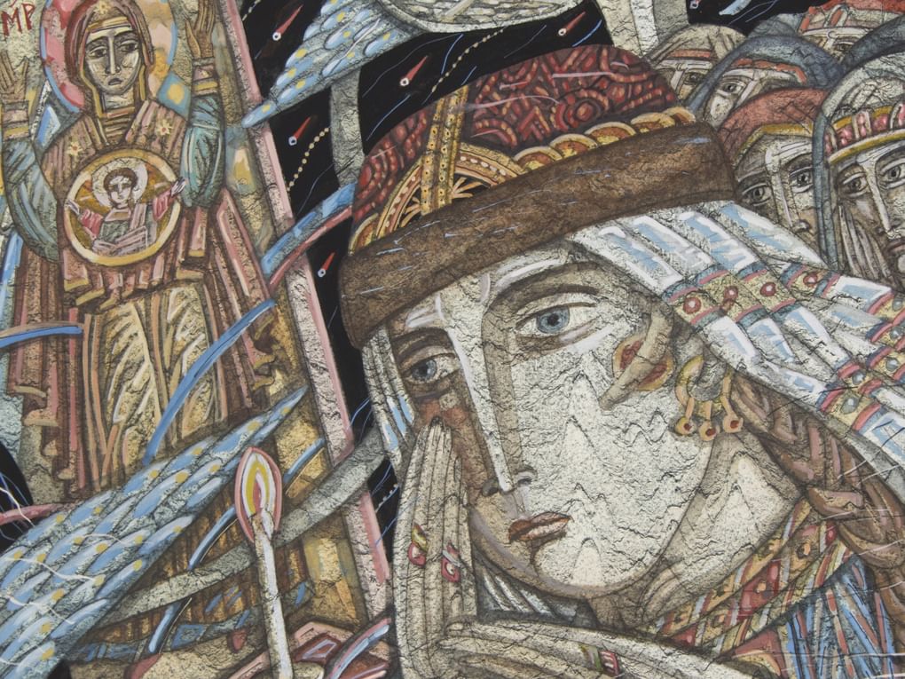 Юрий Люкшин. Моление Ярославны-Княжны (фрагмент). Иллюстрация к книге «Слово о полку Игореве». 2001. Государственный художественный музей Алтайского края, Барнаул