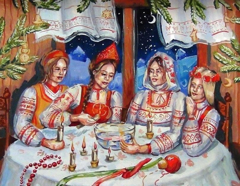 Рождественская народная. Святочные посиделки на Руси. Святочные посиделки Маковский. Рождество на Руси. Рождественское застолье на Руси.