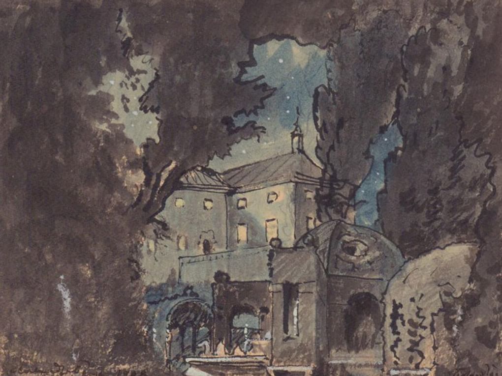 Александр Бенуа. Эскиз декорации к опере «Борис Годунов» (фрагмент).  1908. Санкт-Петербургский государственный музей театрального и музыкального искусства¸ Санкт-Петербург