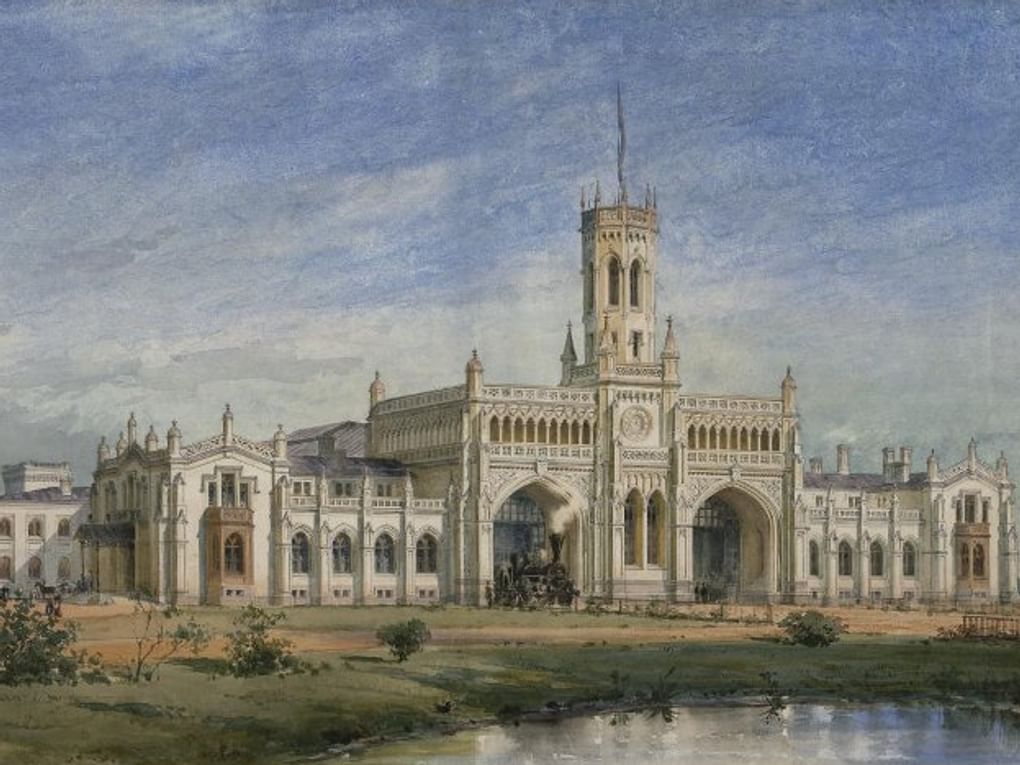 Альберт Бенуа. Вид вокзала в Петергофе (фрагмент). 1881. Научно-исследовательский музей при Российской академии художеств, Санкт-Петербург