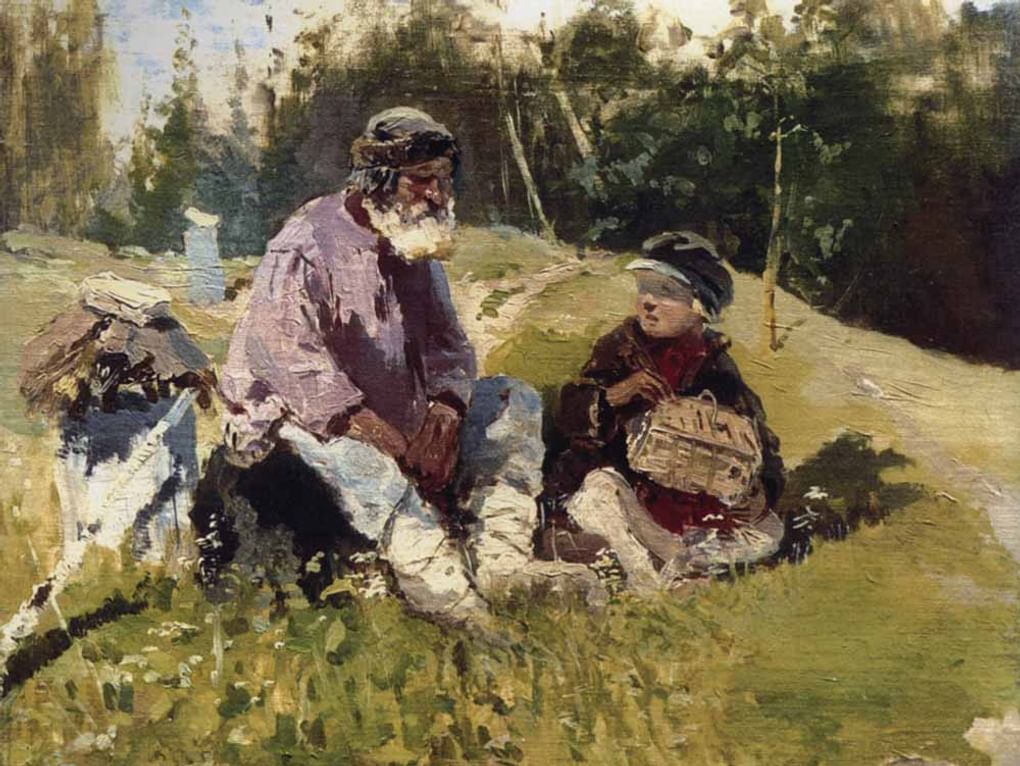Михаил Нестеров. Дедушка и внучек (фрагмент). 1880-е. Частное собрание