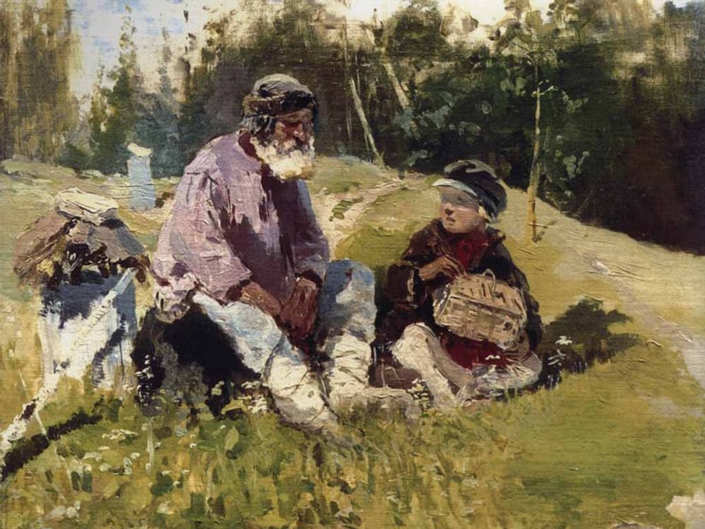 Михаил Нестеров. Дедушка и внучек (фрагмент). 1880-е. Частное собрание