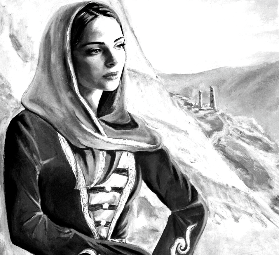Рисунок горянка с кувшином