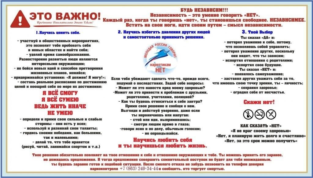 План мероприятий по профилактике наркомании