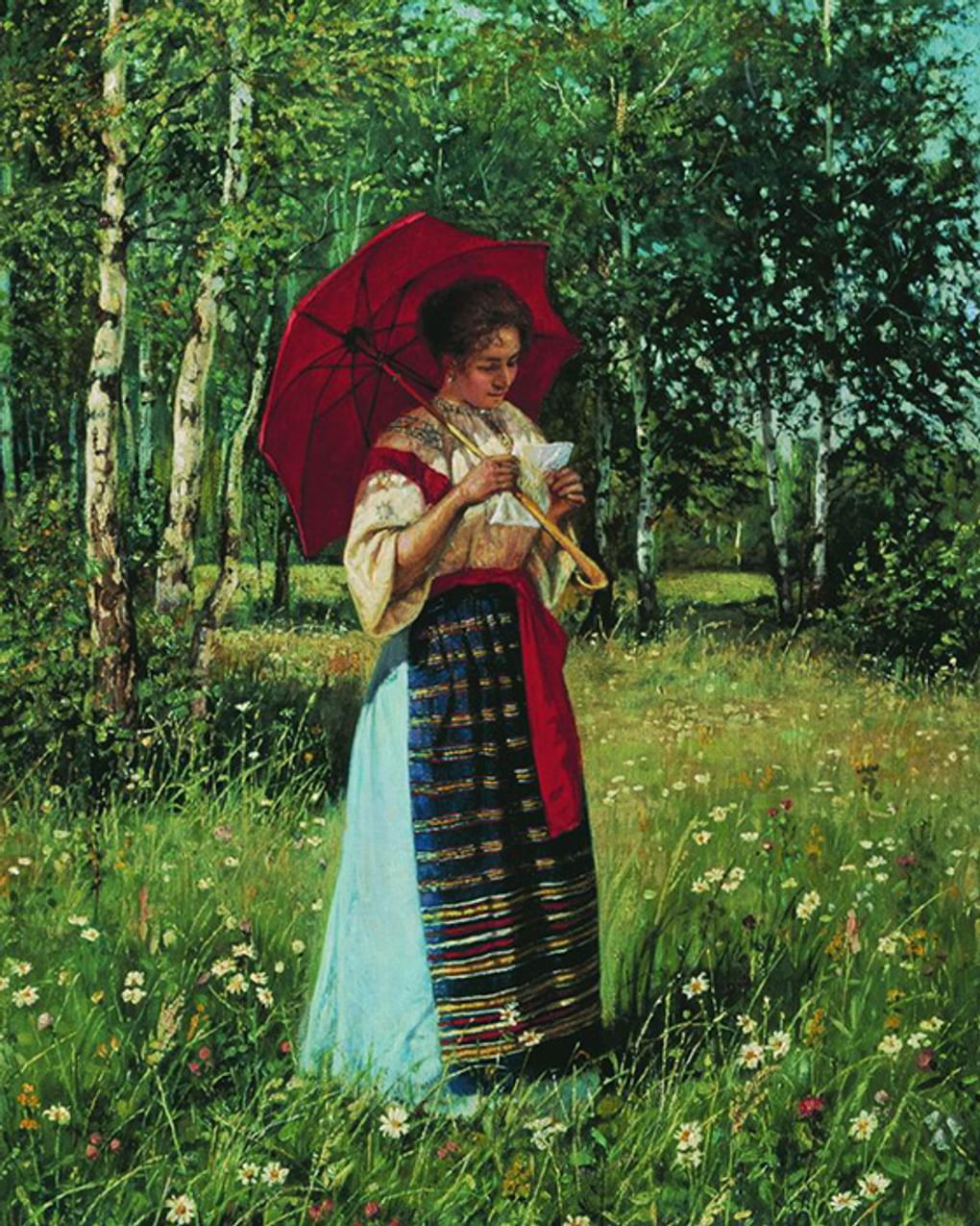 Николай Богданов-Бельский. За чтением письма (фрагмент). 1892. Сумской областной художественный музей им. Н.Х. Онацкого, Сумы, Украина