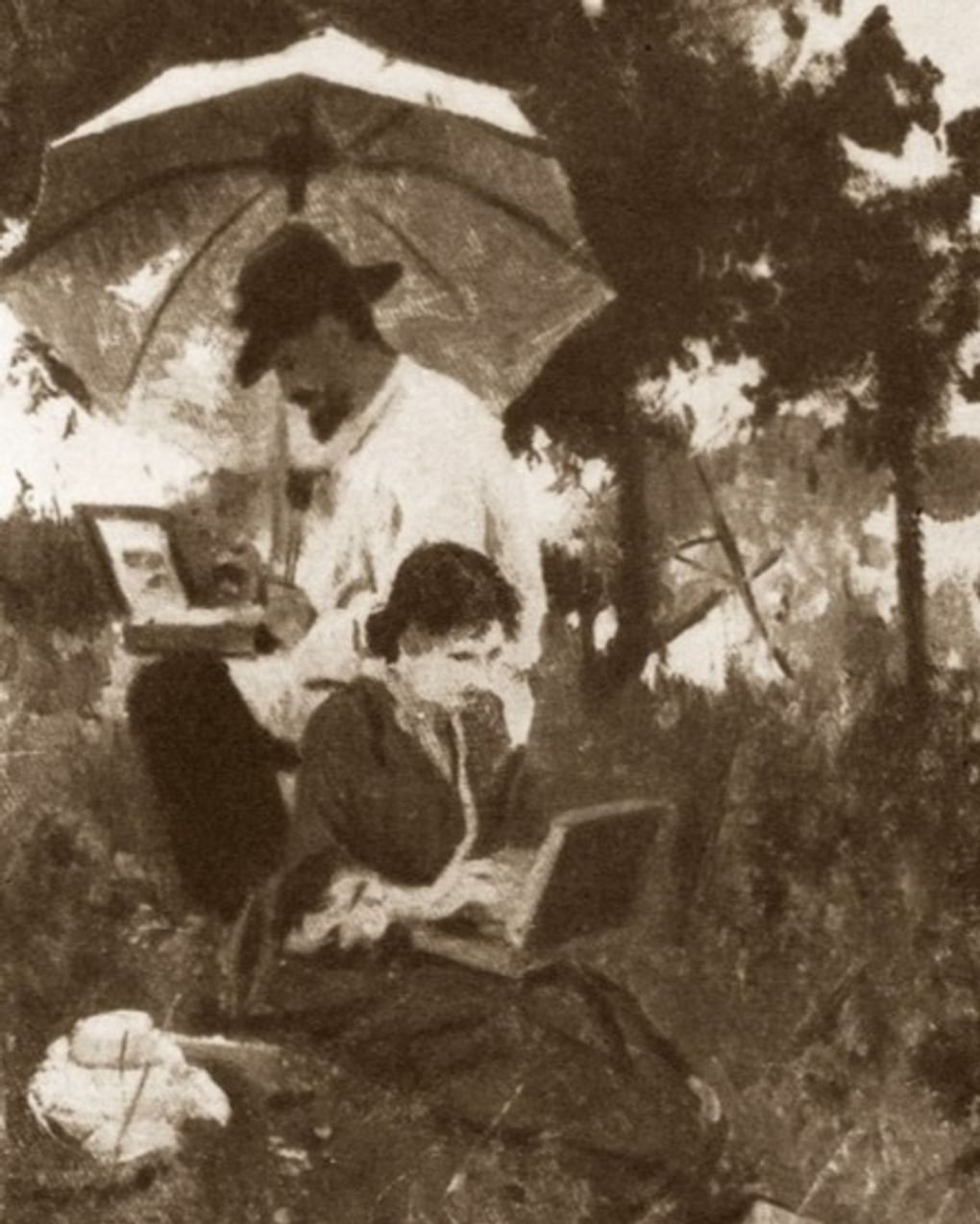 Алексей Степанов. Исаак Левитан и Софья Кувшинникова на этюдах (фрагмент). 1887. Изображение: artchive.ru