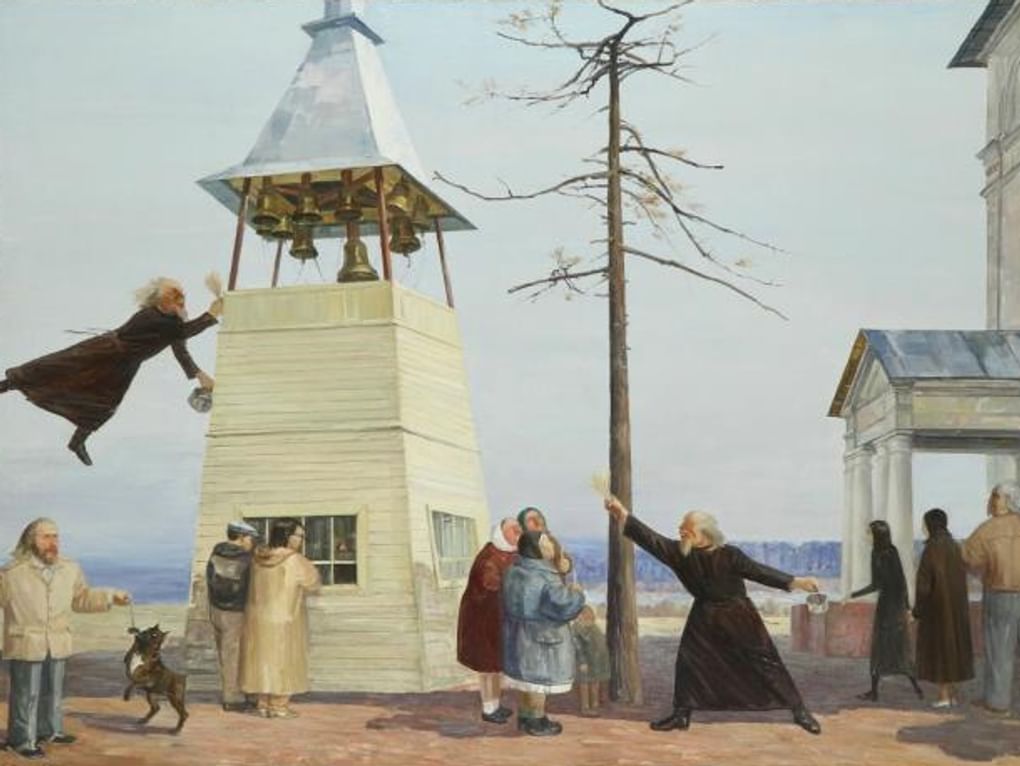 Hиколай Ендальцев. Освящение колокольни (фрагмент). 1993. Вятский художественный музей им. В.М. и А.М. Васнецовых, Киров