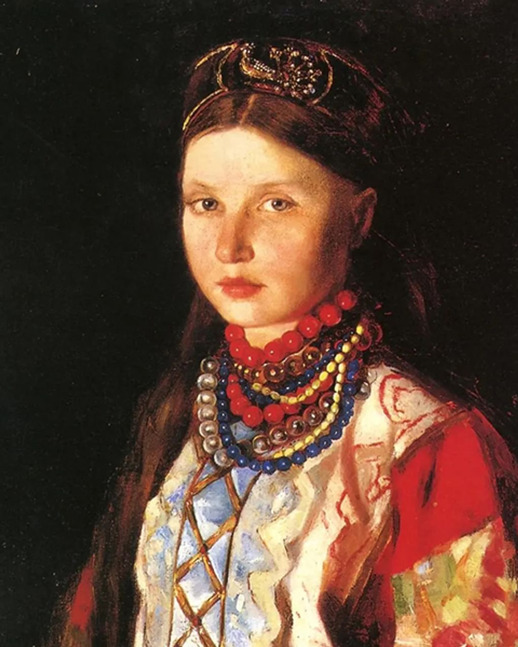 Марианна Веревкина. Портрет девушки в русском костюме (фрагмент). 1888. Частное собрание