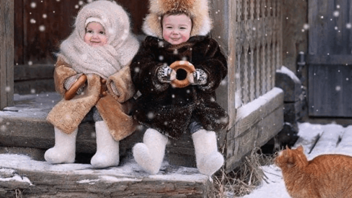 Смешные дети зима