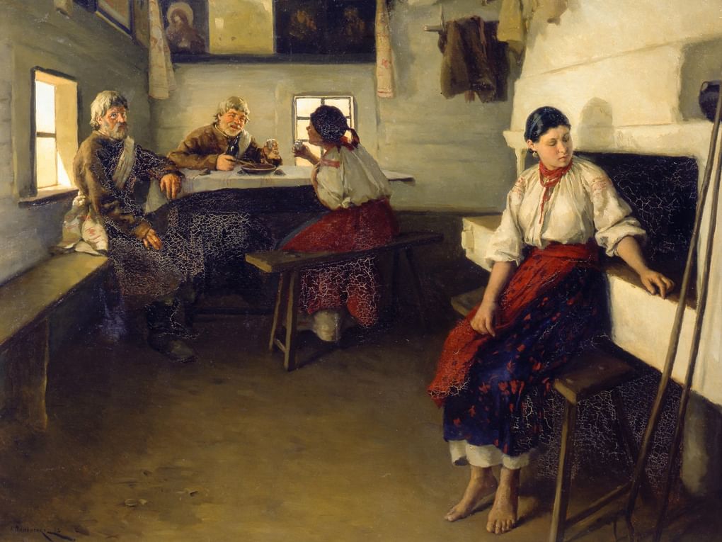 Николай Пимоменко. Сваты (фрагмент). 1892. Краснодарский краевой художественный музей имени Ф.А. Коваленко, Краснодар