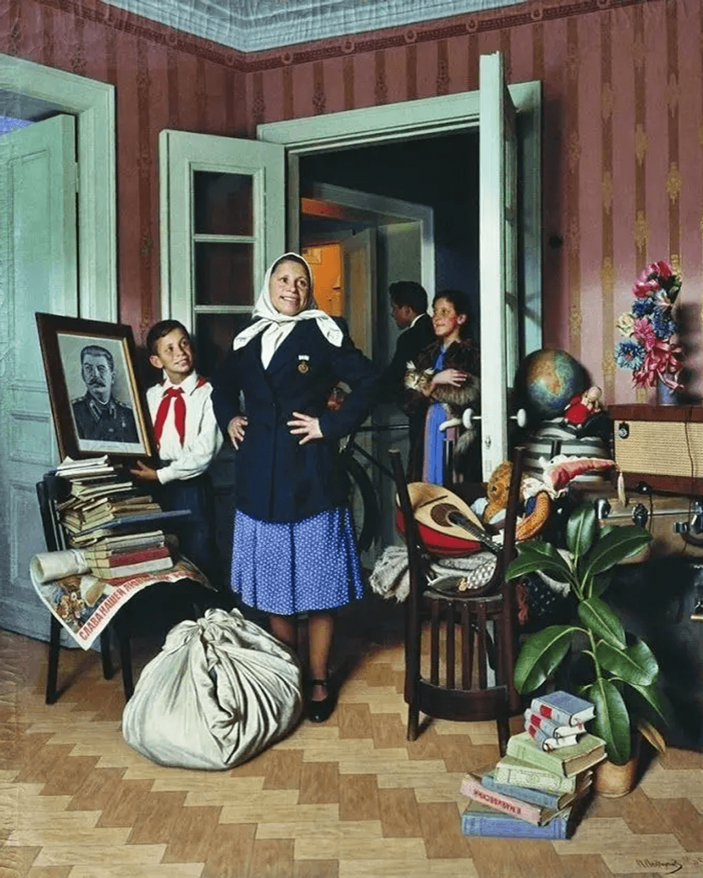 Александр Лактионов. В новую квартиру (фрагмент). 1952. Донецкий областной художественный музей, Донецк