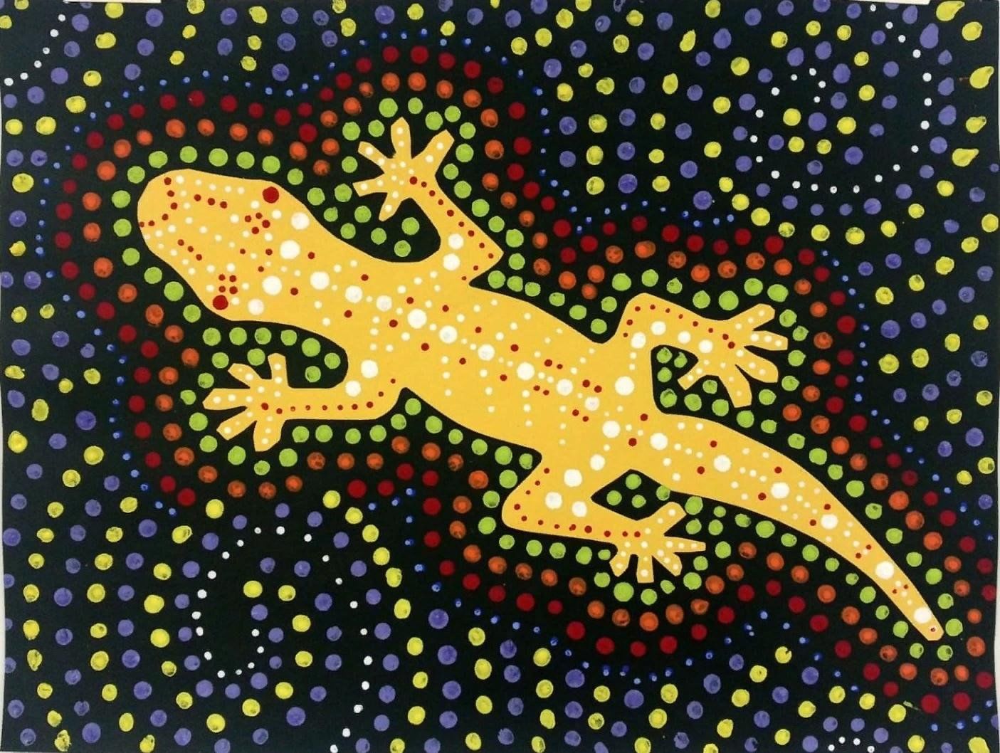 Точечная живопись аборигенов Австралии ящерицы