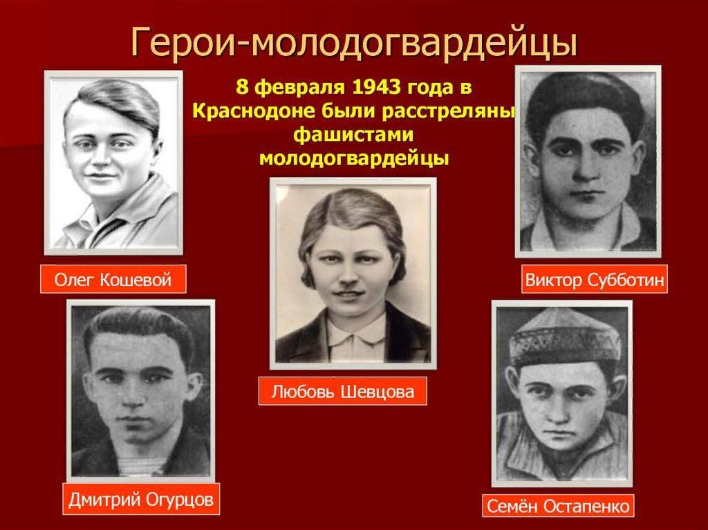 Герои молодогвардейцы фото и имена