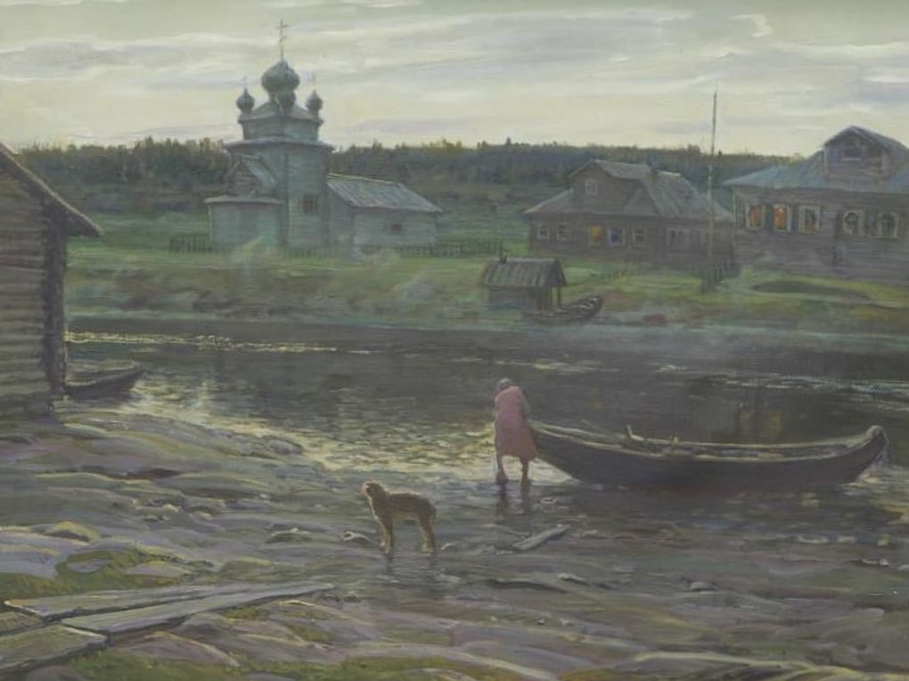 Борис Поморцев. Вирма. Поморское село (фрагмент). 1997. Иркутский областной художественный музей им. В.П. Сукачева, Иркутск