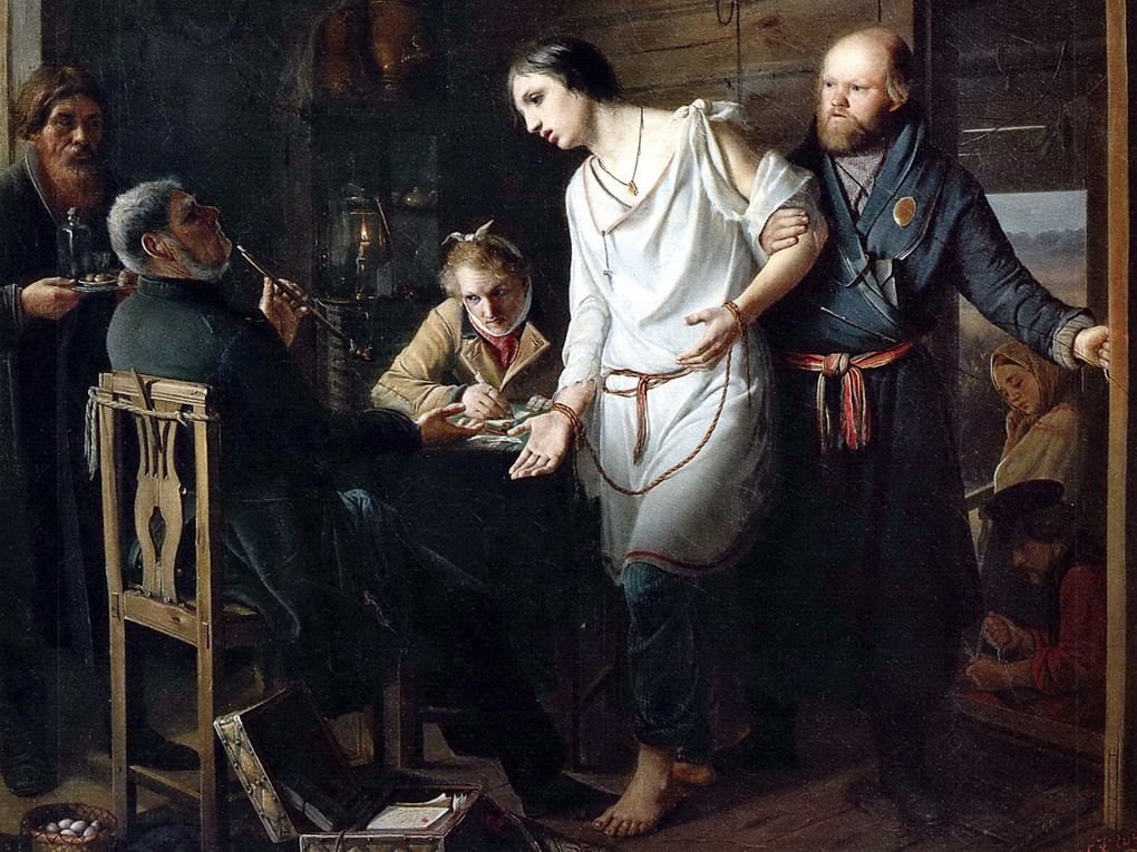Василий Перов. Приезд станового на следствие (фрагмент). 1857. Государственная Третьяковская галерея, Москва